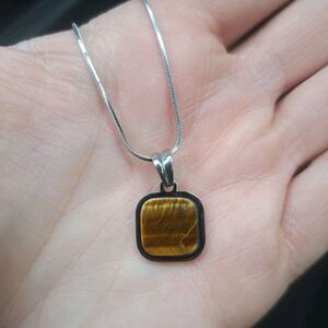 Tigers Eye Sterling Silver Choker Short Necklace Jewelry Accessories Minimalist